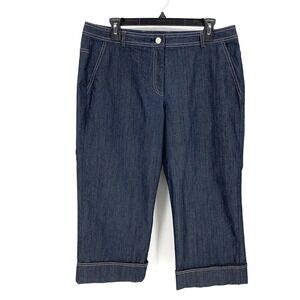 ST. JOHN Denim Capri Jean Short Pants‎ Cuffed Dark Wash Size 10 $395 Retail
